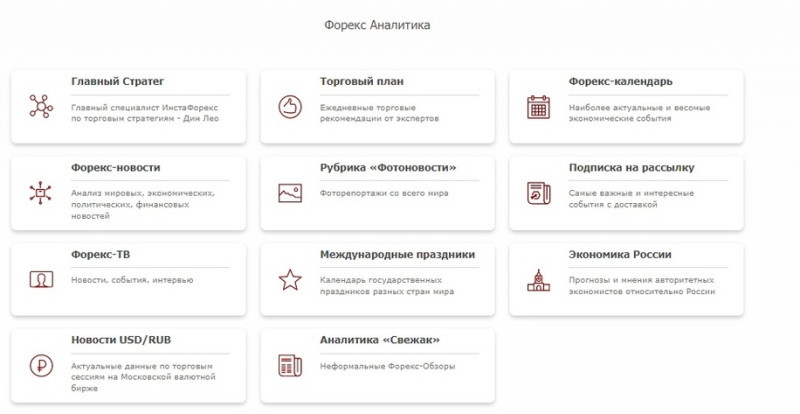 Раздел аналитики ИнстаФорекс