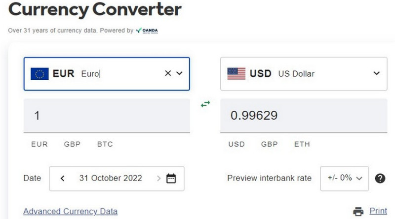 Конвертер валют позволяет пересчитать одну валюту в другую по рыночным ценам