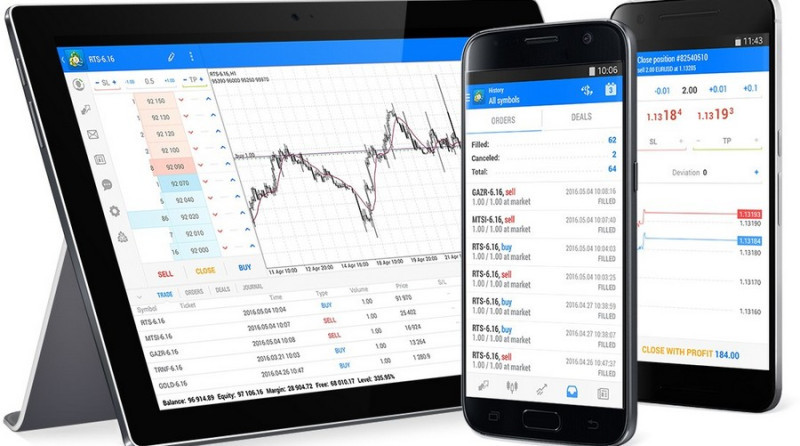 Мобильное приложение МТ5 позволяет торговать инструментами Форекс, акциями и фьючерсами со смартфонов и планшетов