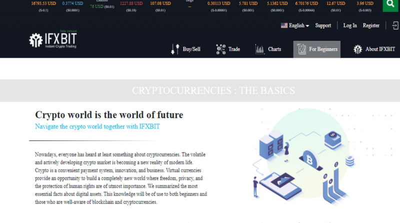 On the IFXBIT cryptocurrency exchange website, there is a section with information for beginners.