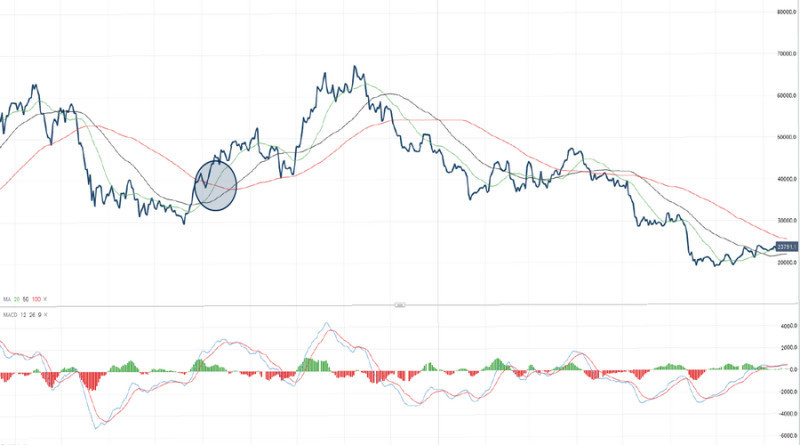 To determine entry points in crypto-trading you can use Moving Average