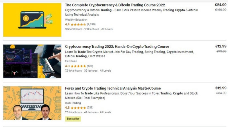 Courses on crypto-trading can be found on the Udemy platform