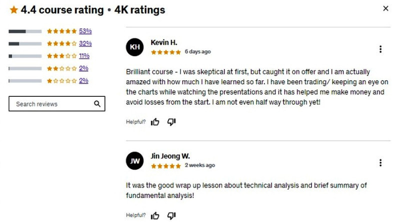 When choosing a course for training, it is worth paying attention to the rating, based on user feedback