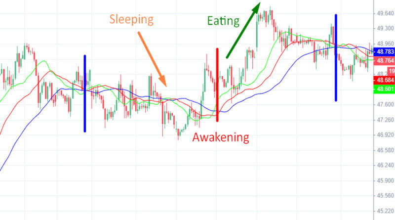 When the "Alligator" awakens, it's the right time to open a trade in line with the new trend