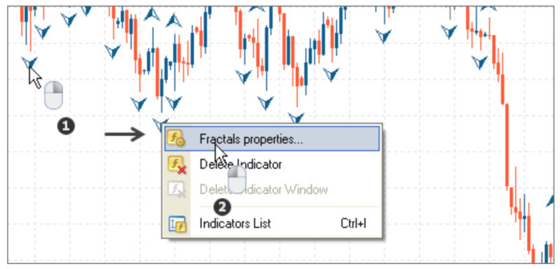 The image demonstrates how to access the fractal settings panel