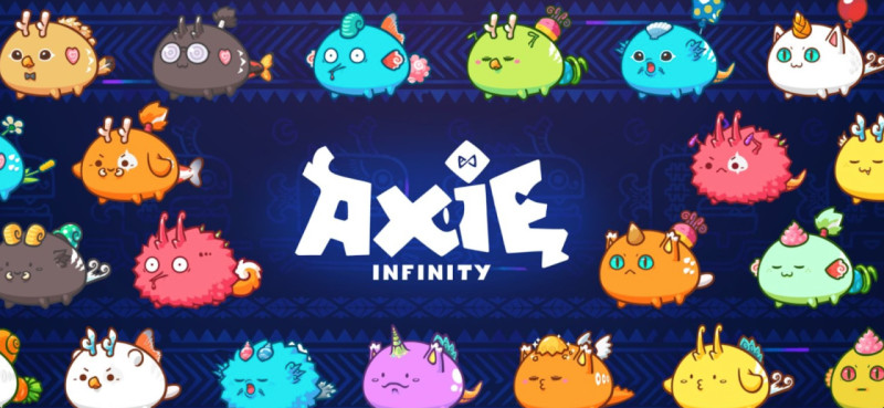 The interface of the Axie Infinity game platform with its characters 