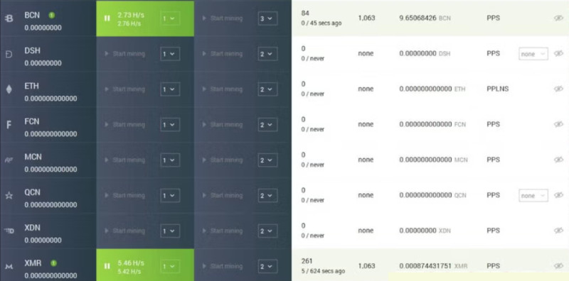 на иллюстрации демонстрируется интерфейс мобильного приложения для майнинга