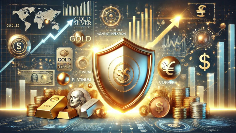 золотой щит с символами драгоценных металлов